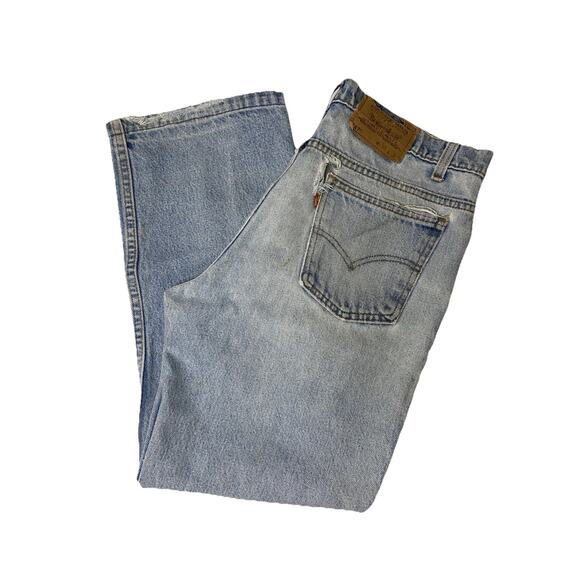 Vintage Levi’s 517 Orange Tab Boot Cut Denim Jeans Size 34/27 USA Made Distress - Picture 1 of 6